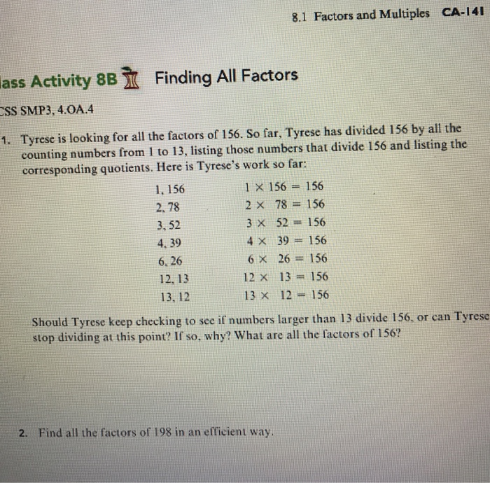 8 1 Factors And Multiples Ca 141 Ass Activity 8 Chegg Com