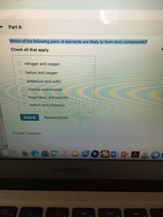 ♙ Which pairs of elements are likely to form ionic compounds