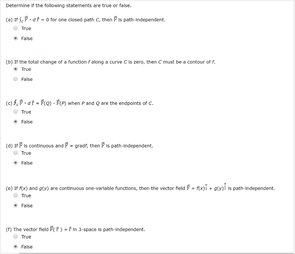 Solved Determine If The Following Statements Are True Or Chegg Com