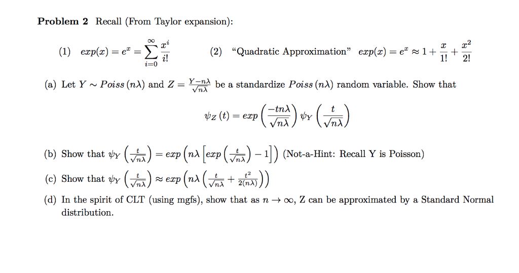 Problem 2 Recall From Taylor Expansion 1 2 Chegg Com