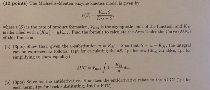 Solved 12 Points The Michaelis Menten Enzyme Kinetics Chegg Com