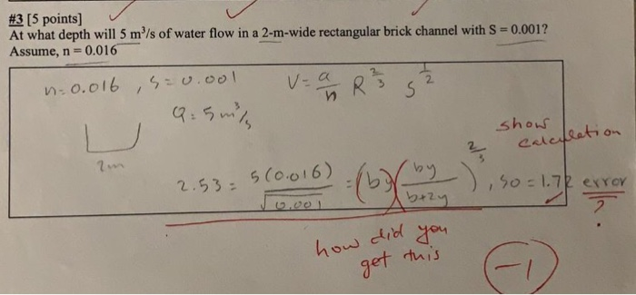Solved 3 5 Points At What Depth Will M3 S Of Water F 3 5 Points At What Depth Will M3 S Of Water