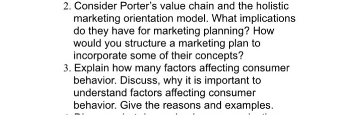 Consider Porter S Value Chain And The Holistic Chegg 