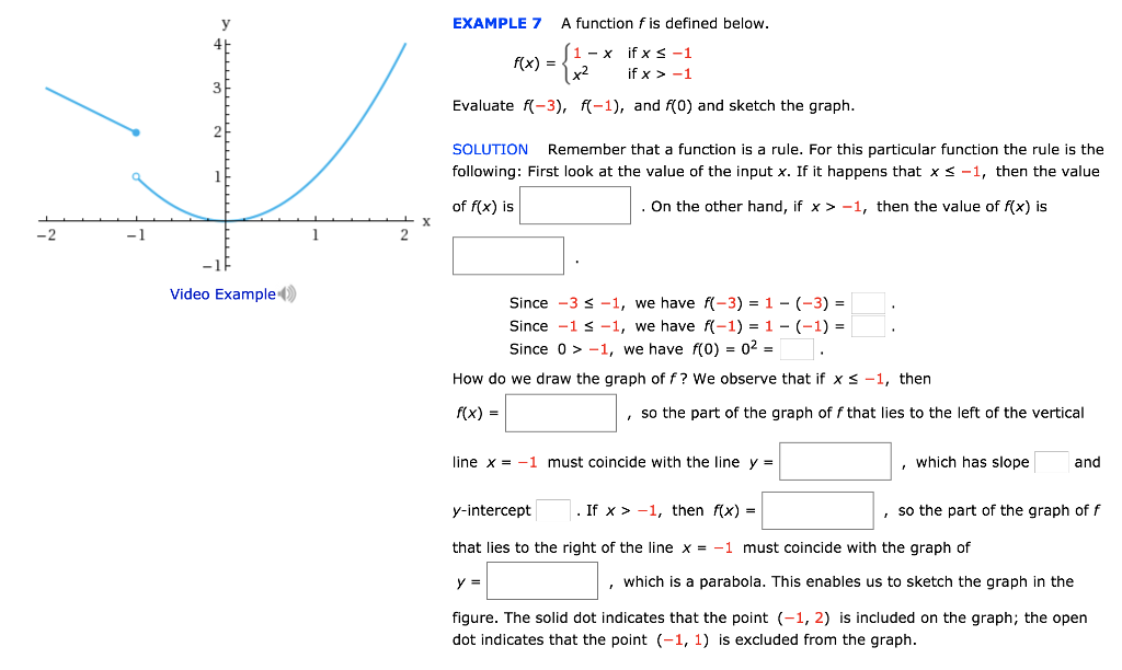 Example 7 A Function F Is Defined Beloww 1 X If X Chegg Com