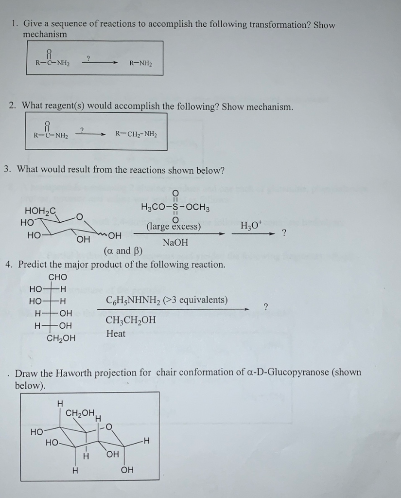 Solved 1 Give A Sequence Of Reactions To Accomplish The