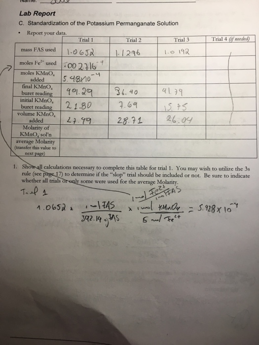 Solved I Need Help With Completing This Lab Molarity Of K Chegg Com