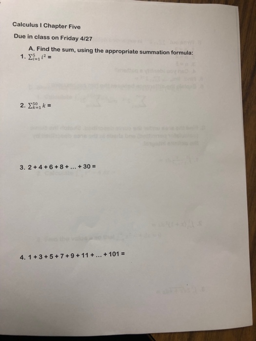 Solved Calculus I Chapter Five Due In Class On Friday 42