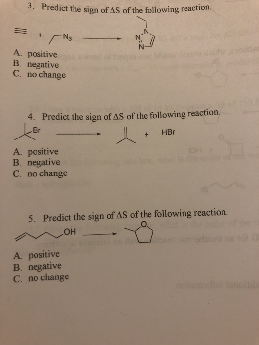 3 Predict The Sign Of Ds0f The Following Reaction Chegg 