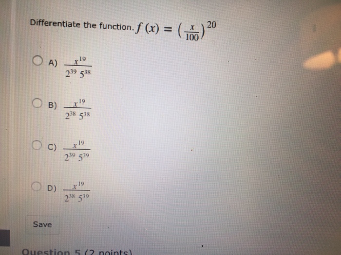 Solved Differentiate The Function F X X 100 A X Chegg Com