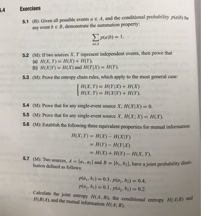 Solved 4 Exercises Given All Possible Events A E A And Chegg Com