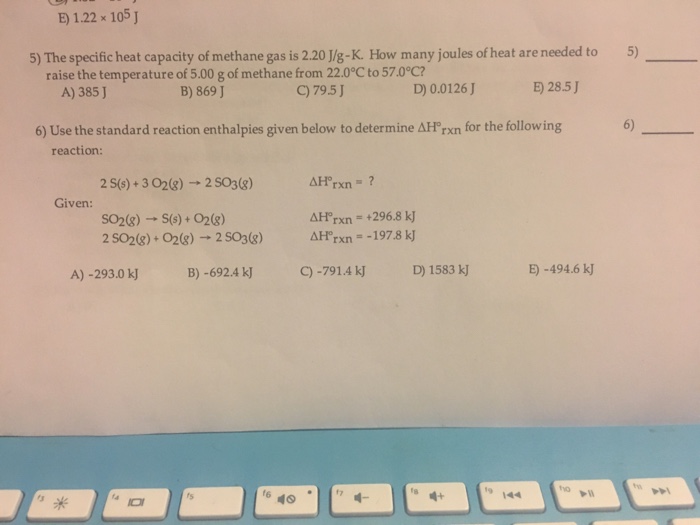 Solved E 1 22 X 105j 5 The Specific Heat Capacity Of Met Chegg Com