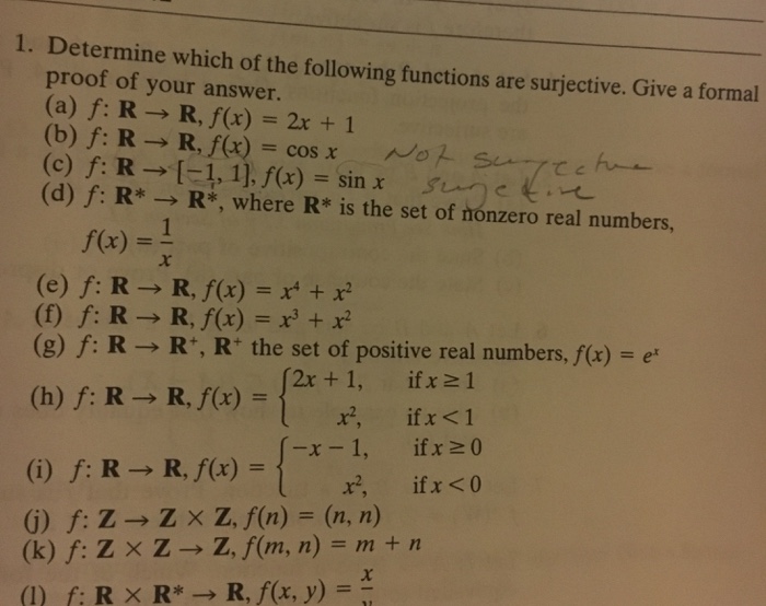 Solved Determine Which Of The Following Functions Are Sur Chegg Com