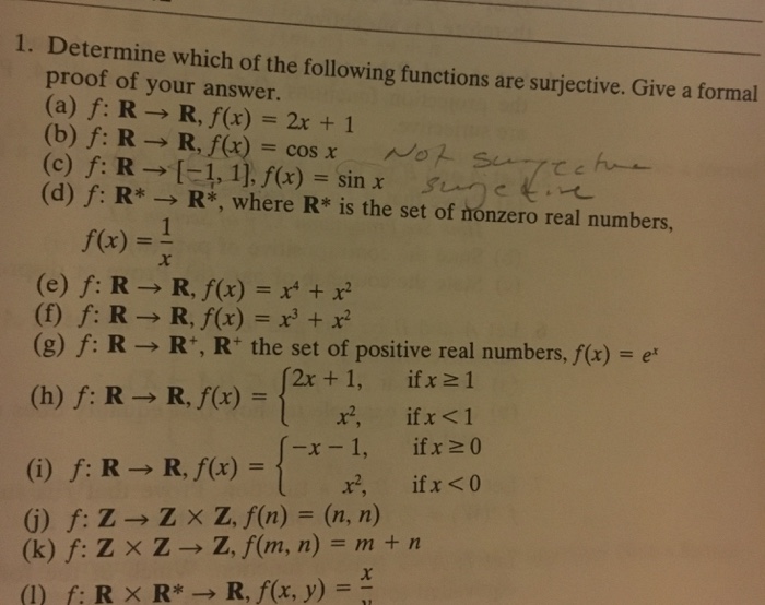 Solved Determine Which Of The Following Functions Are Sur Chegg Com