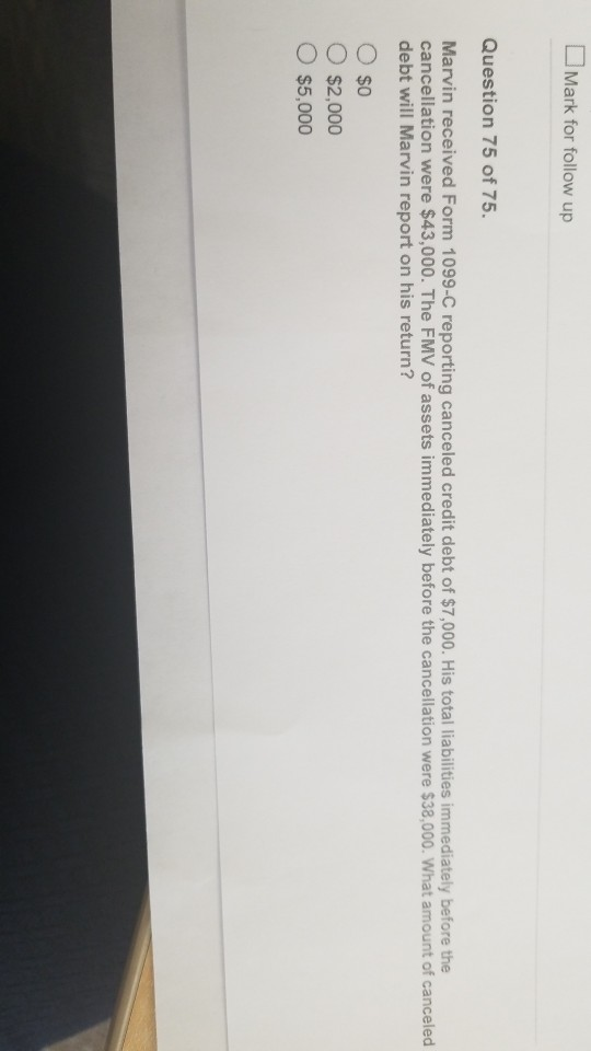 Solved Mark For Follow Up Question 75 Of 75 Marvin Rece Chegg Com