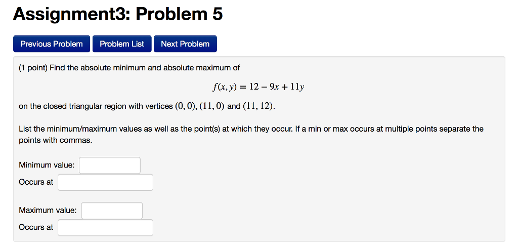 Solved Assignment3 Problem 5 Previous Problem Problem List Chegg Com