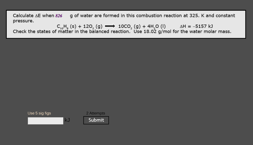 Solved Calculate De When 826 Pressure G Of Water Are For Chegg Com