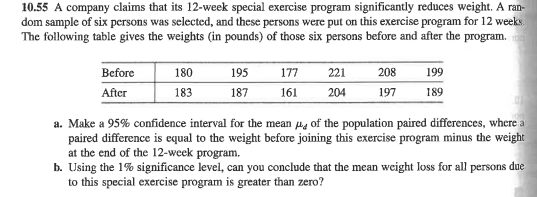 Solved 10 55 A Company Claims That Its 12 Week Special Ex