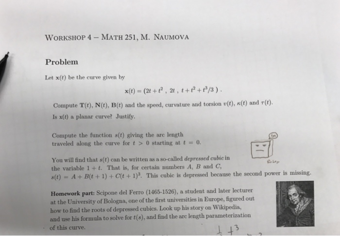 Solved Workshop 4 Math 251 M Naumova Problem Let X T B Chegg Com