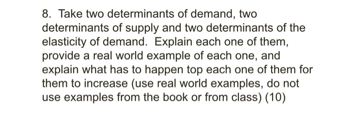 Solved 8 Take Two Determinants Of Demand Two Determinan Chegg Com