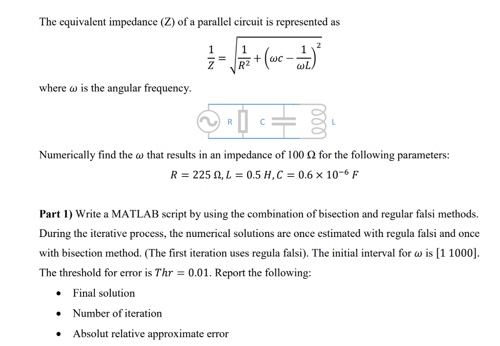 Solved The Equivalent Impedance Z Of A Parallel Circuit Chegg Com