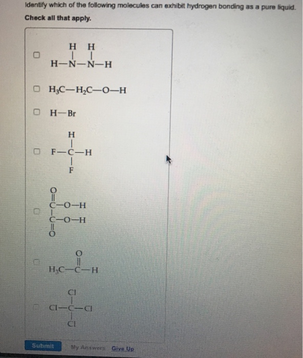Solved Which Substance Experiences Dipoledipole Forces