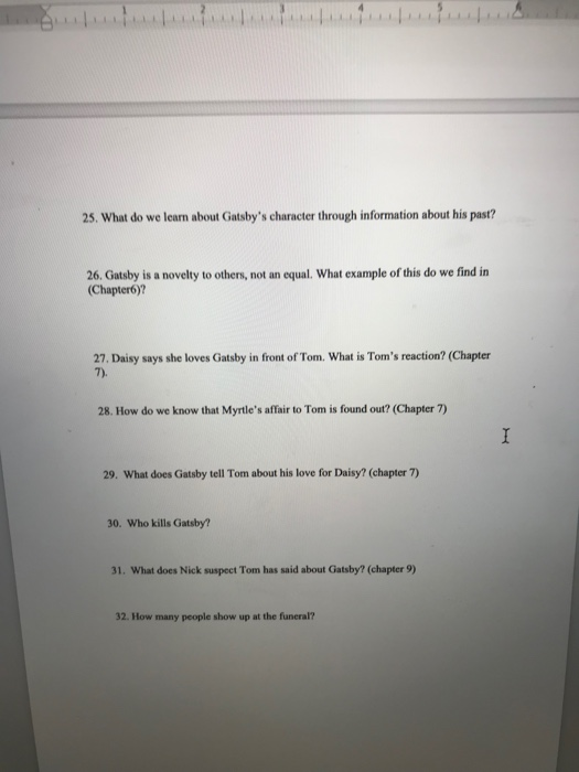 Solved Great Gatsby Questions How Are The Characters Remi