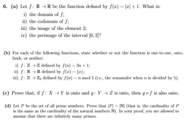 Solved 6 A Let F R R Be The Function Defined By F X Chegg Com