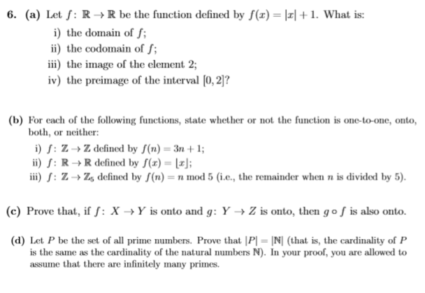 6 A Let F R R Be The Function Defined By F X Chegg Com