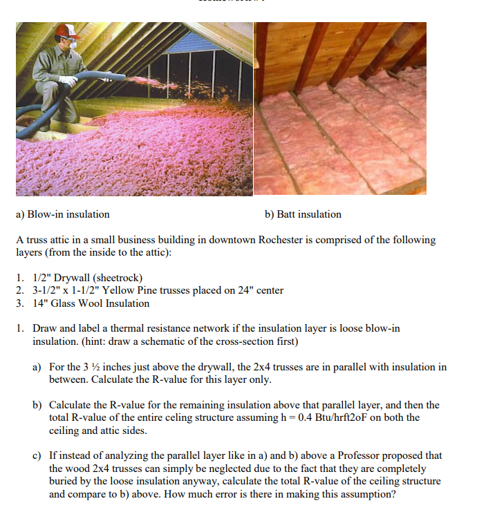Solved A Blow In Insulation B Batt Insulation A Truss A