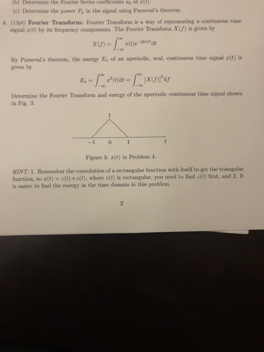 Solved B Determine The Fourier Series Coethcients A Of Chegg Com