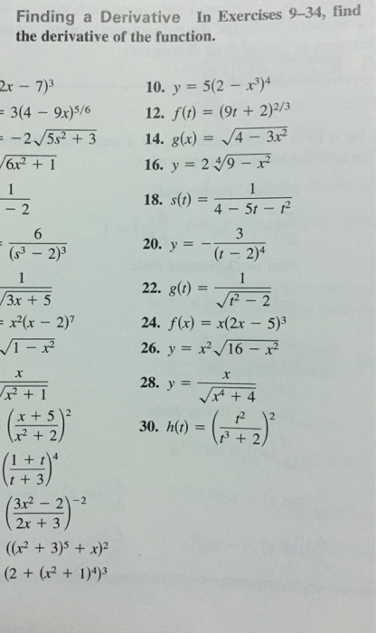 Solved Finding A Derivative In Exercises 9 34 Fined The Chegg Com