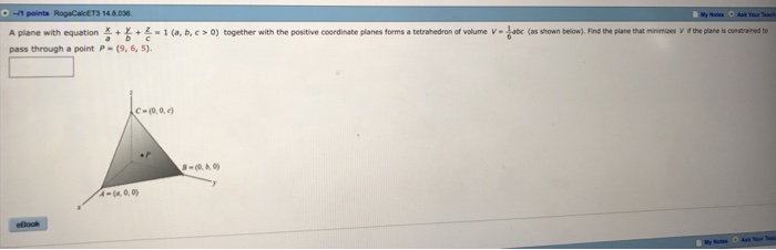 Solved A Plane With Equation X A Y B Z C 1 A B C Chegg Com