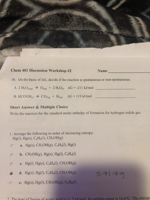 Solved Chem 401 Discussion Workshop 2 Name 18 On The Ba Chegg Com