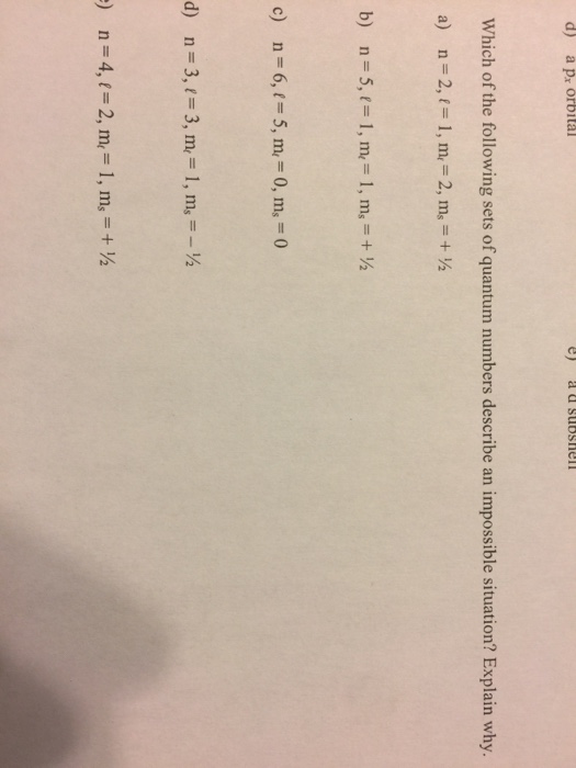 Solved D A Pr Orbital E Ad Subshel Which Of The Followi Chegg Com