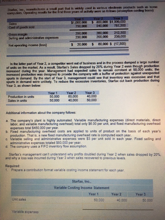 Starfax Inc Manufactures A Small Part That Is Chegg 