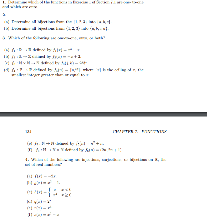 Solved 1 Determine Which Of The Functions In Exercise 1 Chegg Com