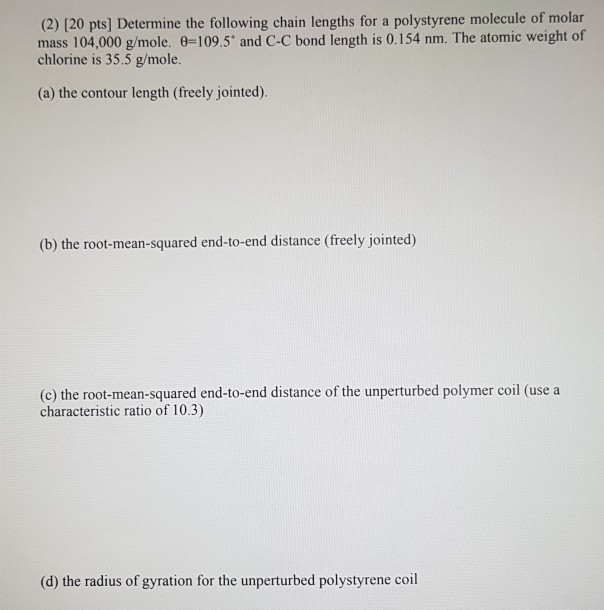 Solved: (2) 20 Pts Determine The Following Chain Lengths ...