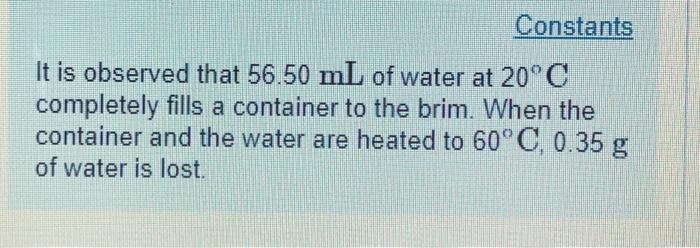 Solved What Is The Coefficient Of Volume Expansion Of The Chegg Com