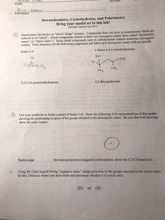 Solved Atnek Andreus Partner S Stereochemistry Chegg Com