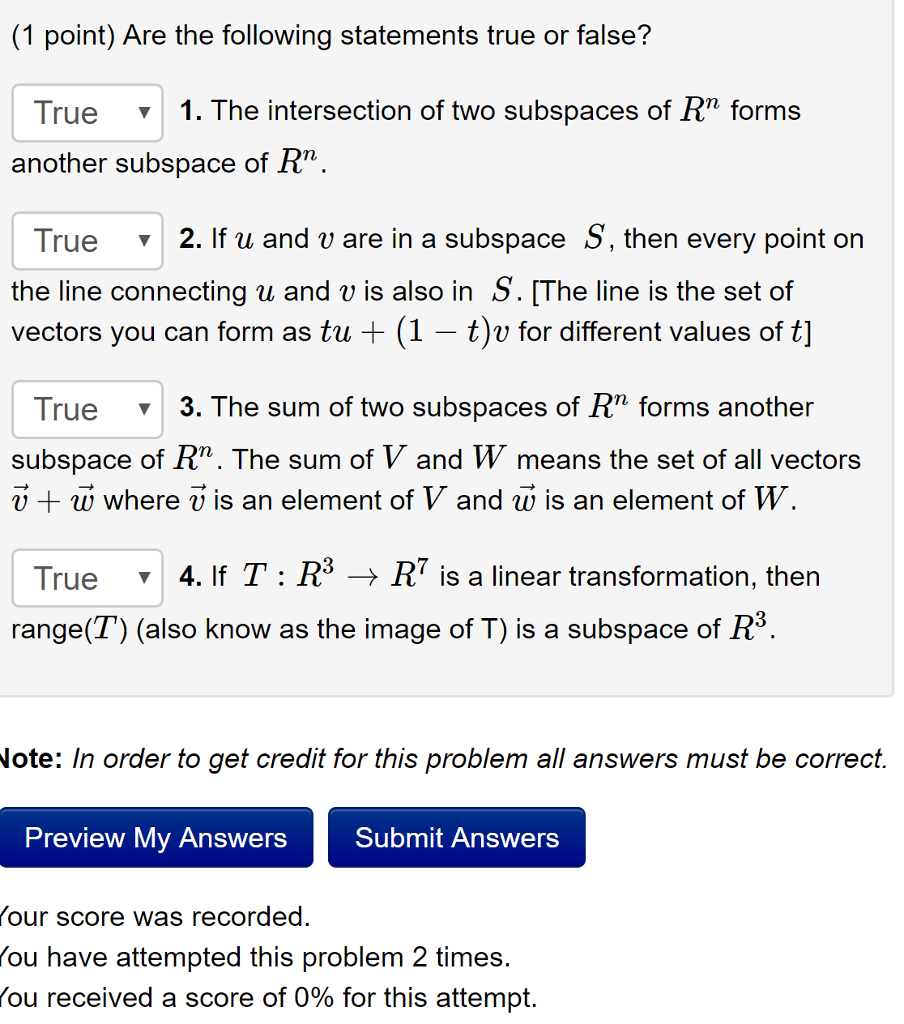 Solved Are The Following Statements True Or False 1 The Chegg Com