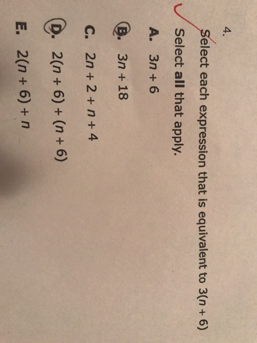 Solved 4 Elect Each Expression That Is Equivalent To 3 N Chegg Com