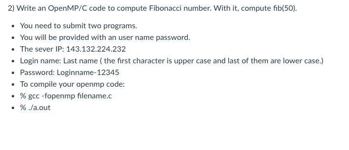 2 Write An Openmp C Code To Compute Fibonacci Num Chegg Com