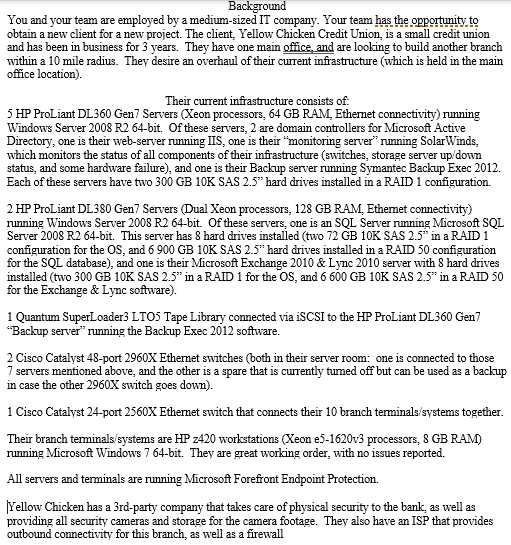 Background You and your team are employed by a medium-sized IT company. Your team has the opportumity.to obtain a new client