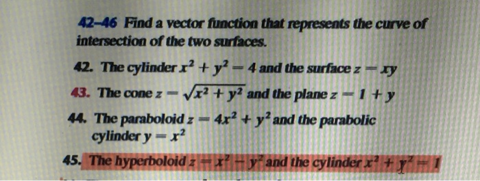 Solved Find A Vector Function That Represents The Curve Of Chegg Com