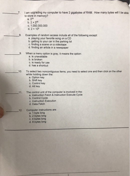 7 I Am Upgrading My Computer To Have 2 Gigabytes Of Chegg Com