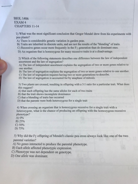 Solved BIOL 1406 EXAM 4 CHAPTERS 1114 1) What Was The Mo&hellip;