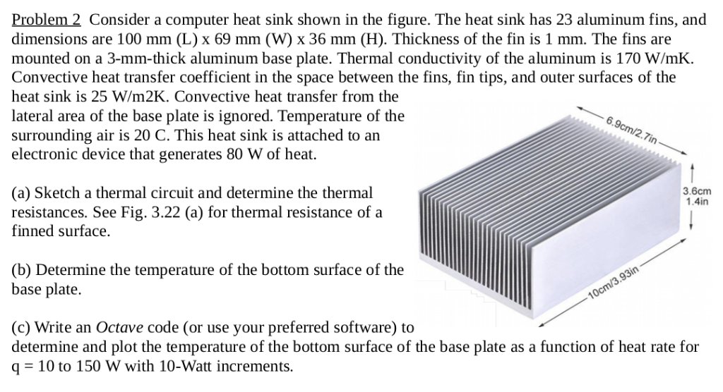 Solved Problem 2 Consider A Computer Heat Sink Shown In T