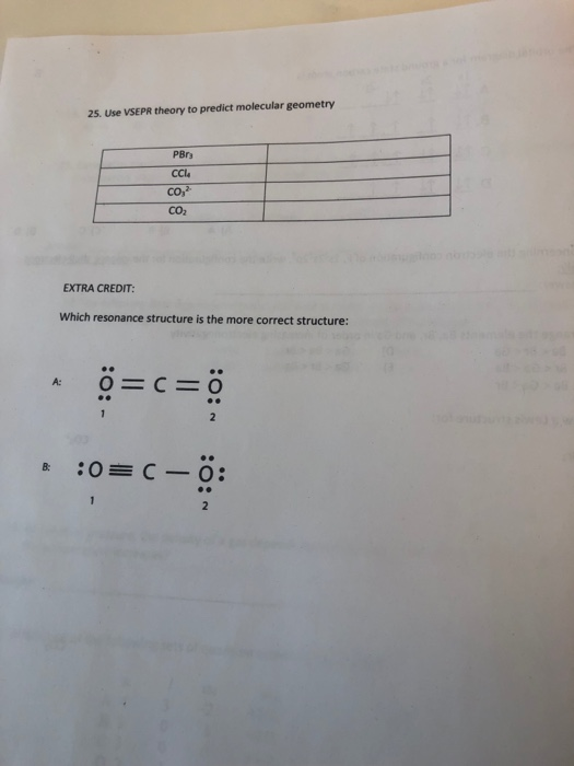 25 Use Vsepr Theory To Predict Molecular Geometry Chegg Com