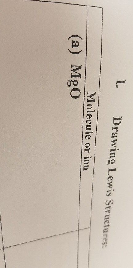 Solved I Drawing Lewis Structures Molecule Or Ion A Mgo Chegg Com