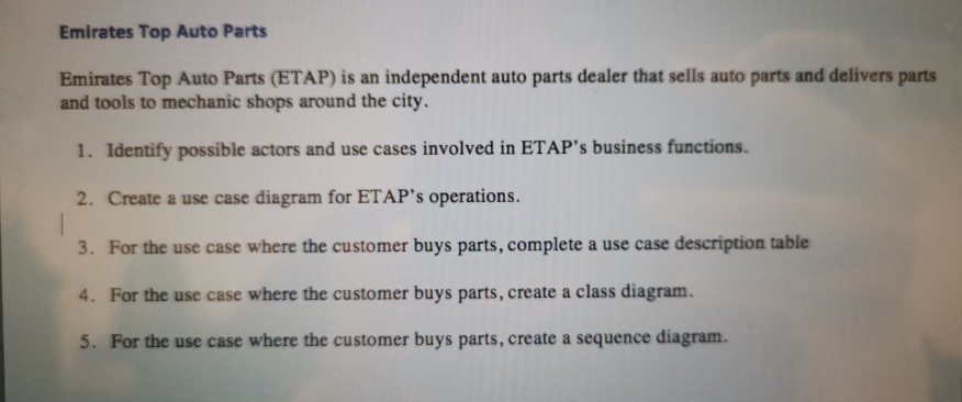 Emirates Top Auto Parts Emirates Top Auto Parts (ETAP) is an independent auto parts dealer that sells auto parts and delivers